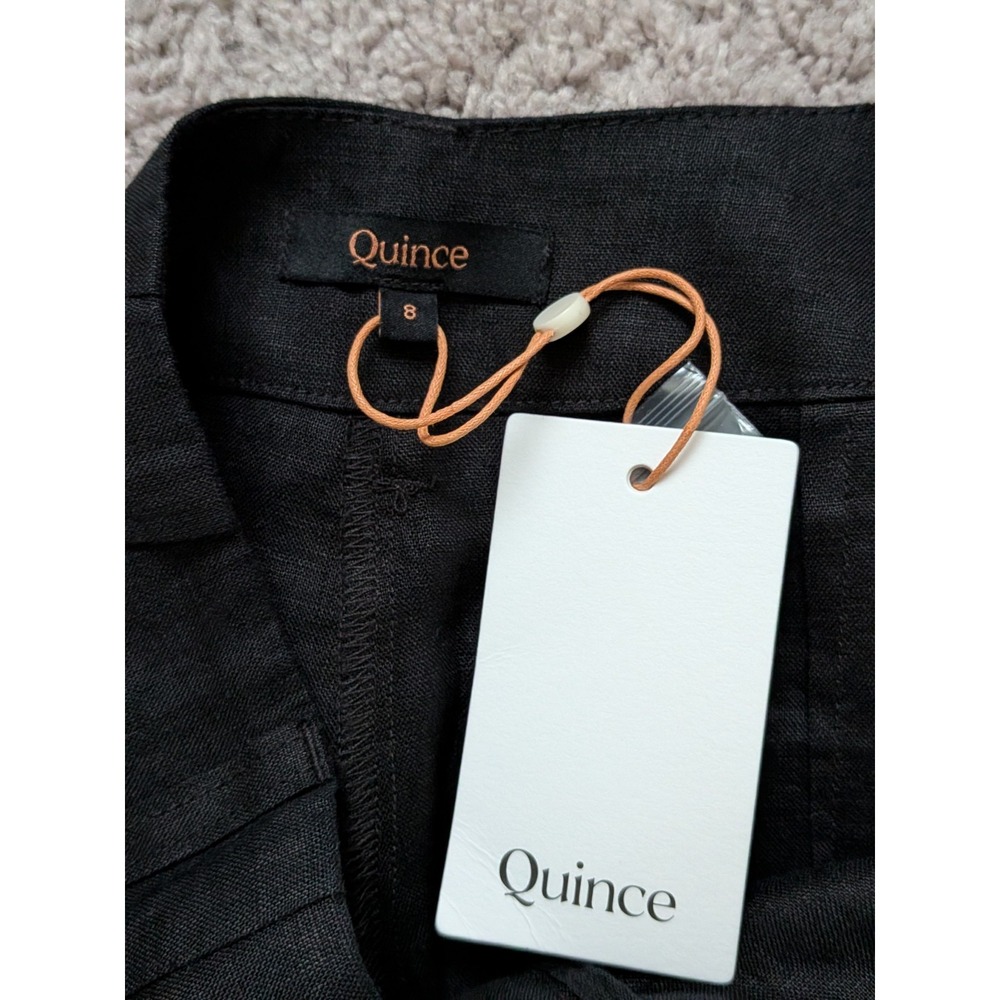 Quince 100% European Linen Patch Pocket Wide Leg Pants Black Size 8 NWT - Picture 5 of 12